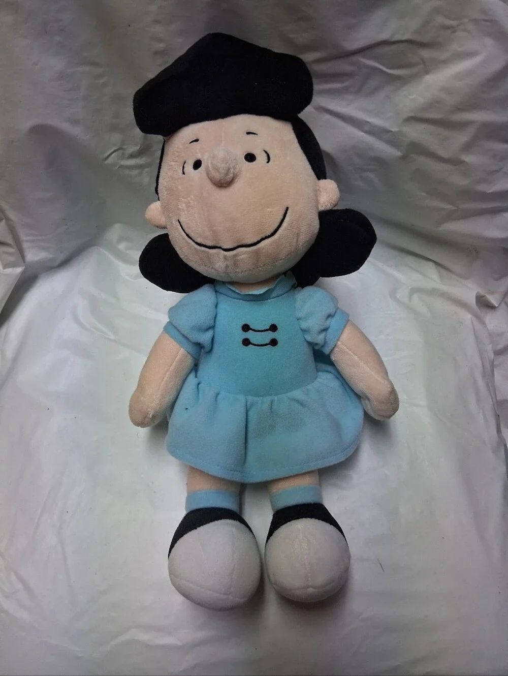 Peanuts Kohl's Blue Dress Plush Doll with Black Hair Size 14 Inches Tall